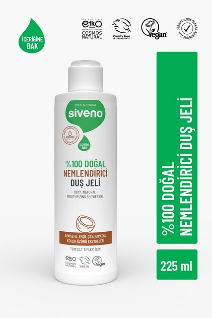 %100 Doğal Duş Jeli Nemlendirici Yenileyici Vegan 225 ml