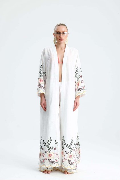 Panna Long Embroidered Kimono