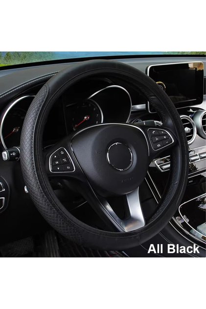 Black SEAMETAL Full-Wrapped Car Steering Wheel Cover Anti-Slip Wear-Resistant Steering Wheel Protect