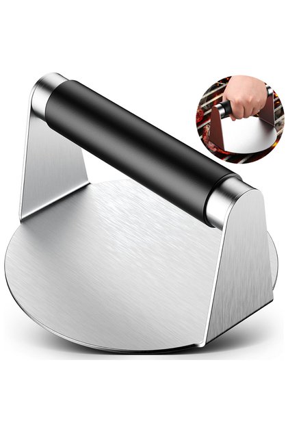 Sliver Burger Press, Hamburger Smasher Tool for Griddle, Stainless Steel Ham Patty Press with Anti-S