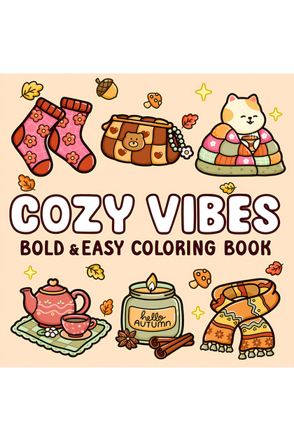 COZY VIBES Bold-easy Patterns Coloring Book for Adults Cute Drawing Book Perfect Gift for Party and