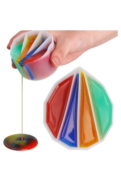 4compartments Color Mixing Split Cup For Pouring Paint DIY Handmade Fluid Bear Crystal Drip Silicone