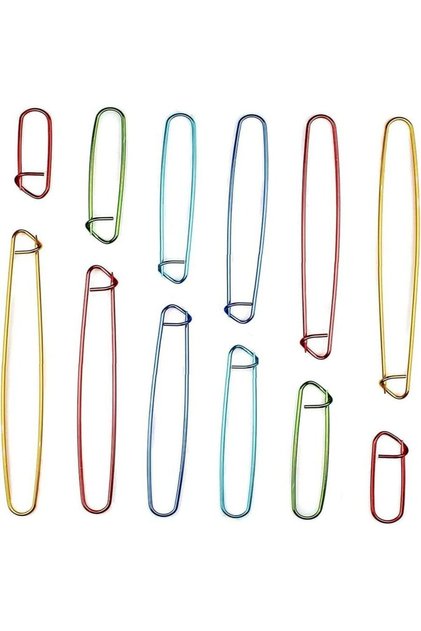 army green 12Pcs Stitch Holders Markers Aluminium Yarn Stitch Holder Set For Knitting Crocheting Col