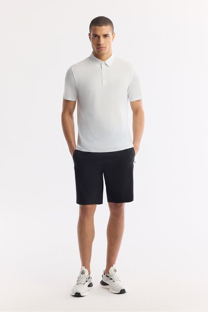 Men's Black Elastic Waist Technical Fabric Knitted Regular Fit Shorts A51Y3629