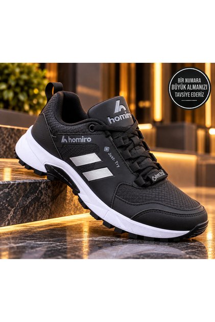 Unisex Waterproof PU Sole Sports Shoe-Black-White