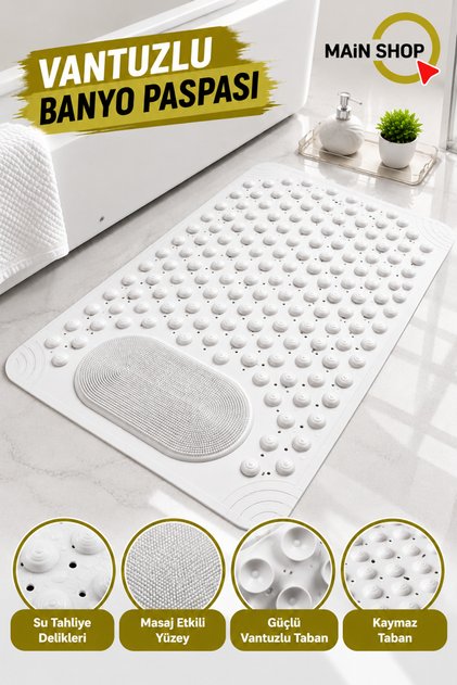 Non-Slip Mat for Bathroom and Shower Cabin with Suction Cups, Massage Mat for Bathtub 36X69.5 cm (M-162)