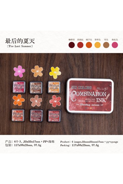C3 6 Pcs Colorfull Multicolor Ink Pad Set Student Planner Handmade Self Ink Stamp Inkpad School Acce