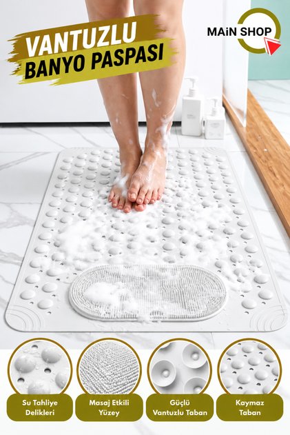 Anti-Slip Bath Mat with Suction Cups for Bathroom and Shower, Shower Cabin, Bathtub, 36 X 69.5 cm M-162