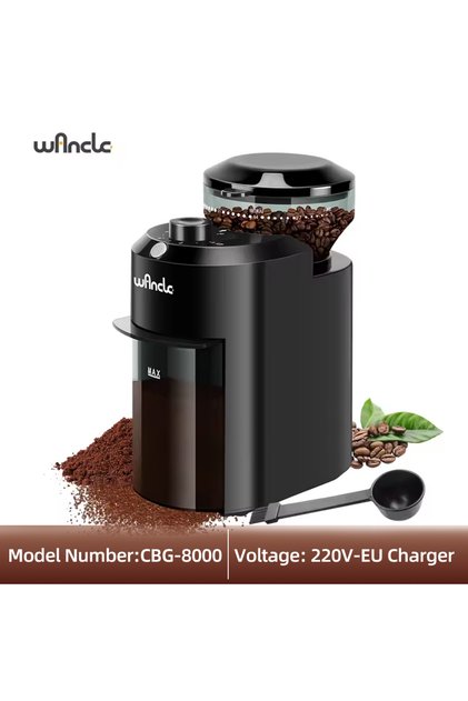 220V-EU Charger CBG-8000 Wancle Electric Burr Coffee Grinder Adjustable Burr Mill with 28 Precise