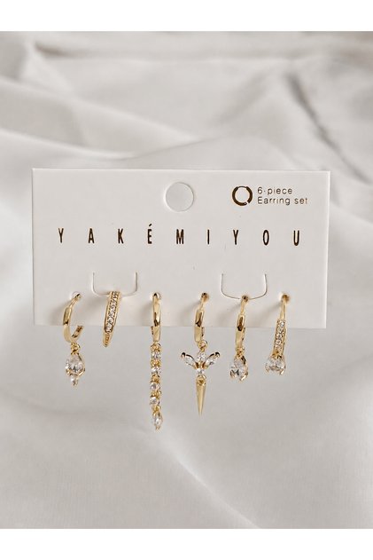 Women's Steel Non-Tarnish Vip 6-Piece Stone Set Earrings