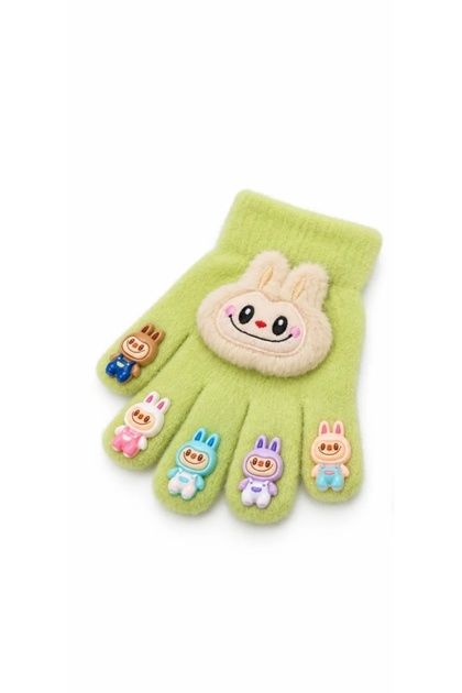 Children's Cute Rabbit Lycra Knitted Gloves | 3-8 Years Old, Warm Winter Gloves with 3D Baby Design.
