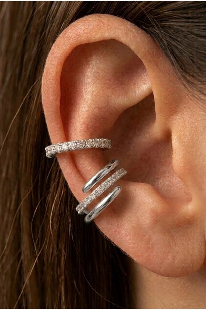 Kadın Gümüş Su Yolu & Sarmal Earcuff