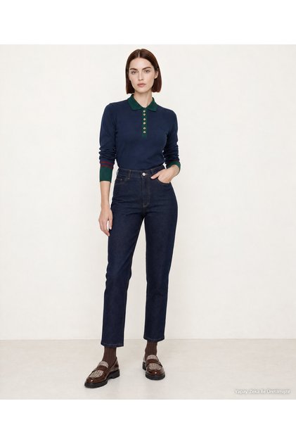 Denim Mom High Waist Pants