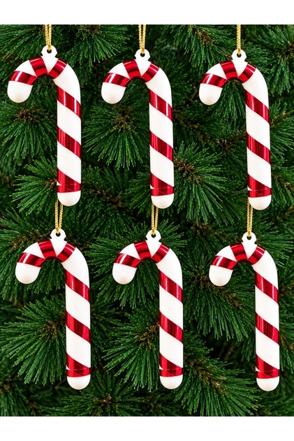 Christmas Tree Ornament Walking Stick 6 Pieces 9 cm Red Candy Cane Tree Ornament Large Size