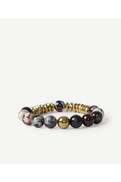 Hematite and Agate Sequential Bracelet