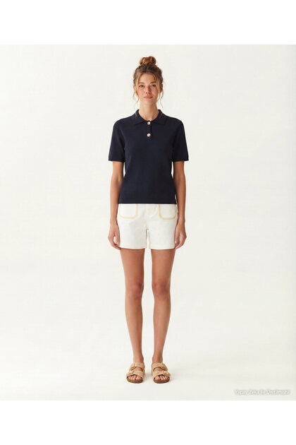 Polo Neck Short Sleeve Sweater