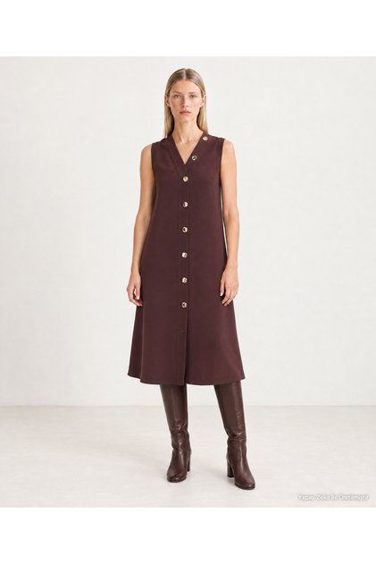 Straight V-Neck Sleeveless Dress