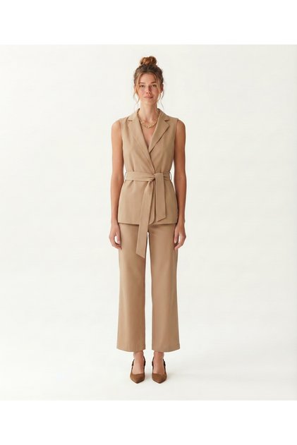 Regular Jacket Collar Sleeveless Blouse