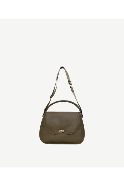 Lock Detailed Leather Shoulder Bag