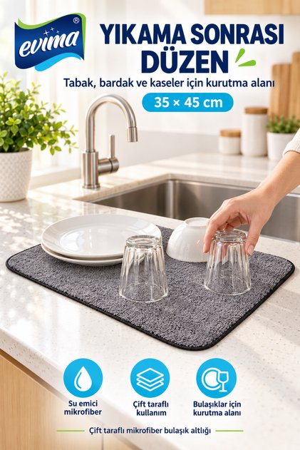 Double Sided Strong Water Absorption Feature Luxury Dish Mat