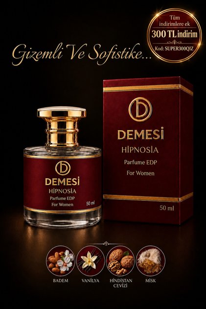 HİPNOSİA EDP Kadın Parfüm 50 ml Kalıcı Vanilya-Amber-Misk Oryantal Koku