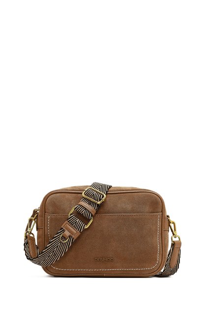 Women's Tan Long Strap Suede Leather Crossbody Bag Wb100010Ks