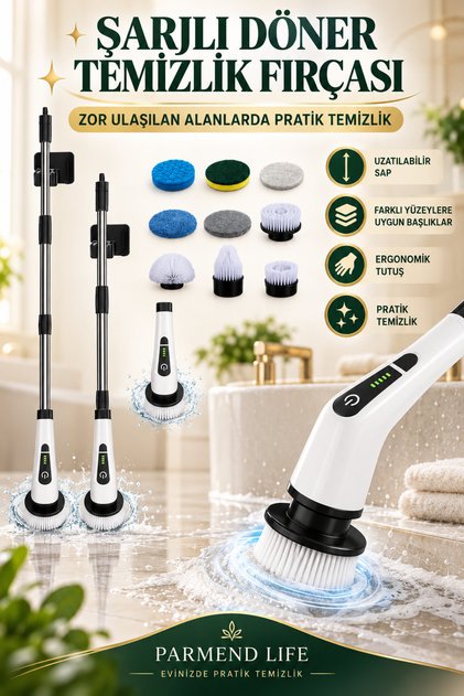 Electric Cleaning Brush with 9Pcs Different Head- for Many Cleaning Duties in Kitchen, Bathrooms