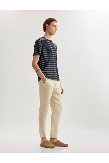 Cotton Muslin Chino Pocket Detailed Waist Lace up Trousers