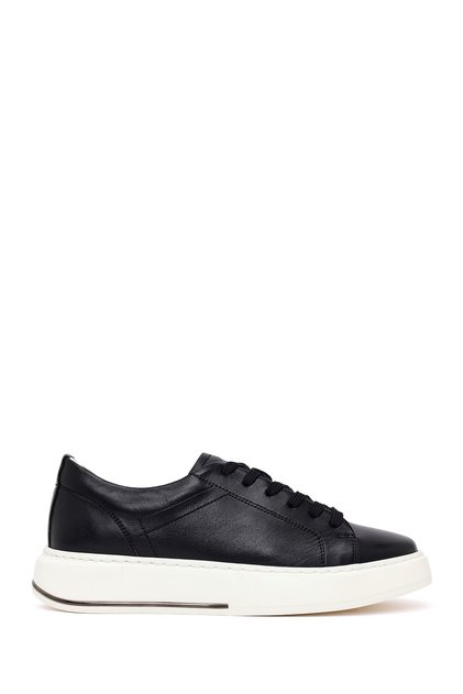 Men's Black Lace-Up Leather Sneaker 26SFD612118