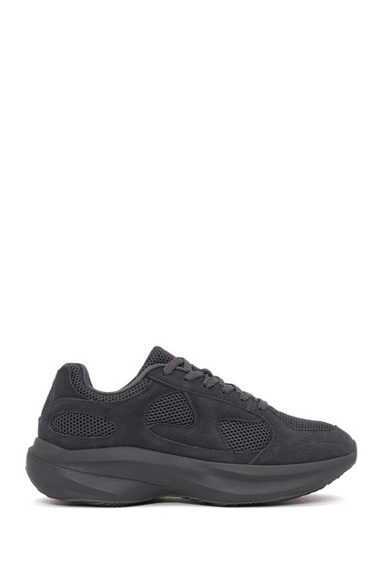 Men's Gray Lace-Up Thick-Soled Fabric Sneaker Wm68006665