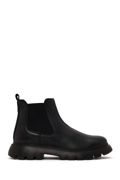 Men's Black Thick Soled Leather Chelsea Boots Wm620011Df