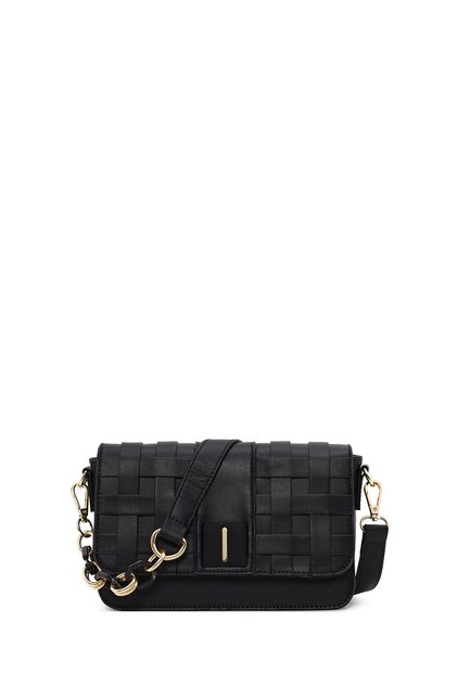 Women's Black Long Strap Knitted Crossbody Bag Ab200005So