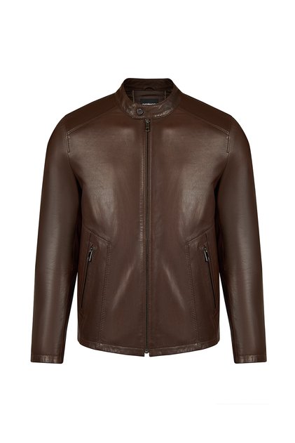 Insignia Men's Brown Leather Jacket 26Sgd6581U4