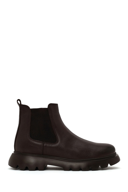 Men's Brown Thick-Soled Leather Chelsea Boots Wm620011Df