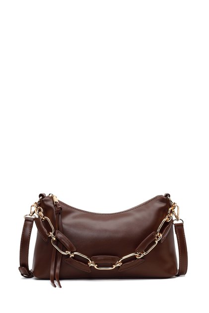 Women's Brown Long Strap Shoulder Bag Ab240003Sv