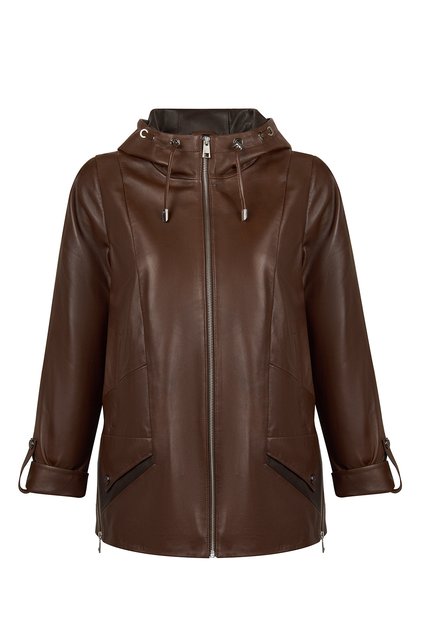 Selia Women's Brown Hooded Leather Coat 26Sgd5676U4