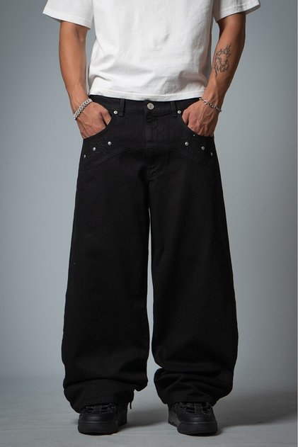Black Rodeo Wide Leg Men's Denim Trousers