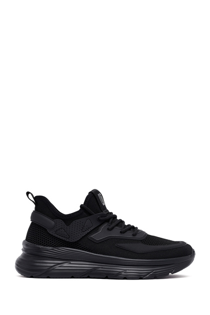 Zero Men's Black Lace-Up Thick Sole Sports Shoes, Fabric Sneaker 25Sfd69426F
