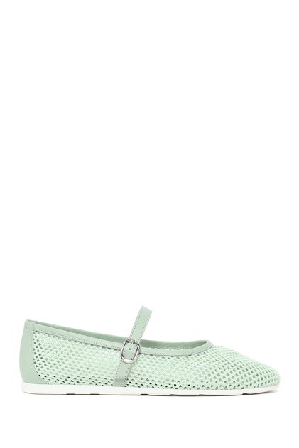 Women's Mint Green Buckle Mesh Ballerinas 26Pfd37036F