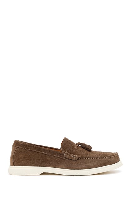 Men's Beige Tasseled Suede Leather Casual Loafer 26Sfd633510