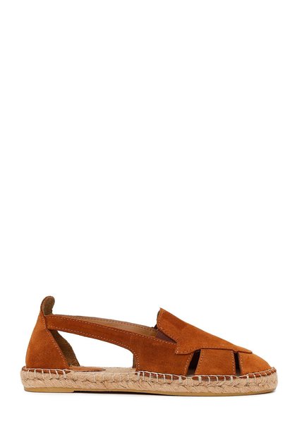 Women's Tan Suede Leather Espadrille Sandals 26Sfd205410