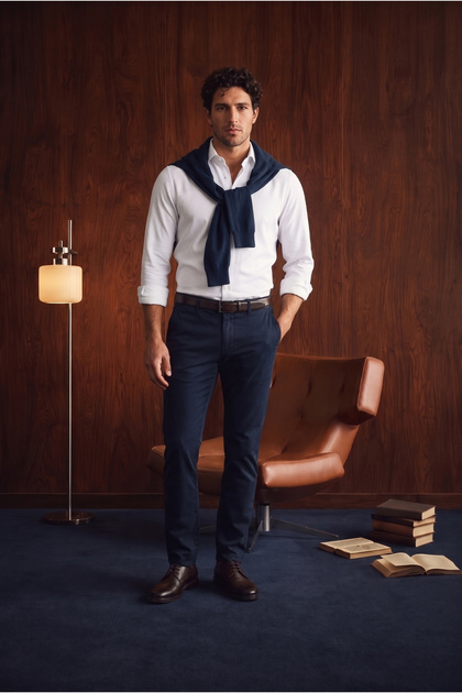 Slim Fit Canvas / Chino Trousers with Side Pockets