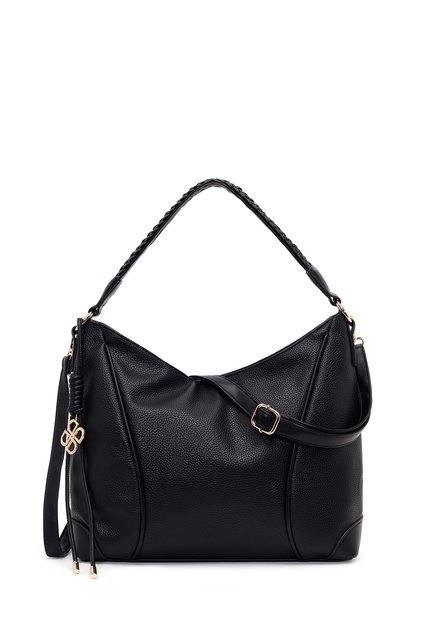 Women's Black Long Strap Shoulder Bag with Accessories Ab200024Sf