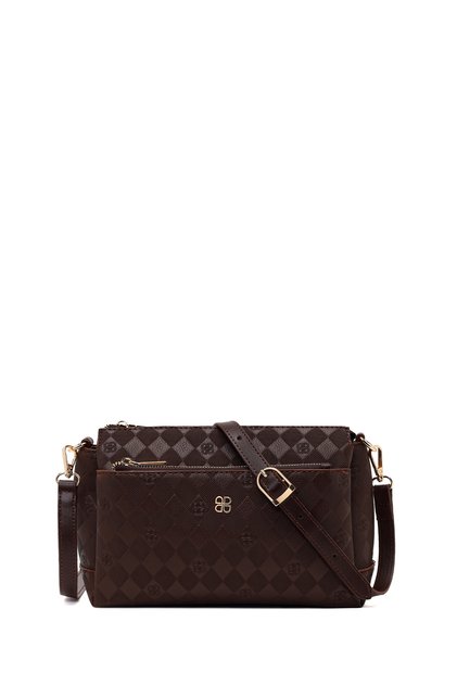 Women's Brown Printed Long Strap Crossbody Bag Ab500004Sb