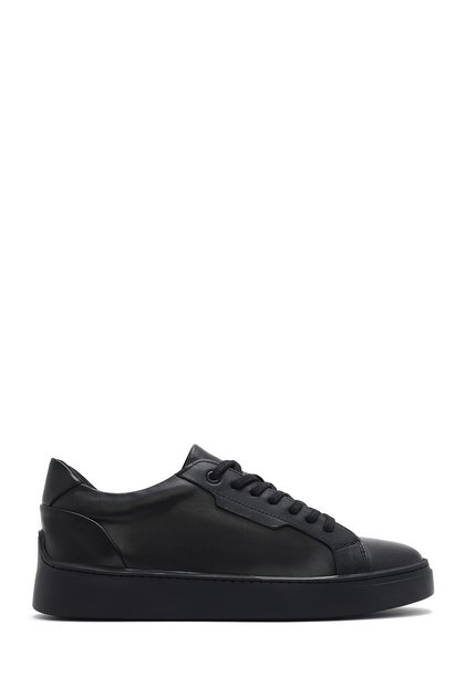 Men's Black Lace-Up Leather Sneaker 26SFD660018