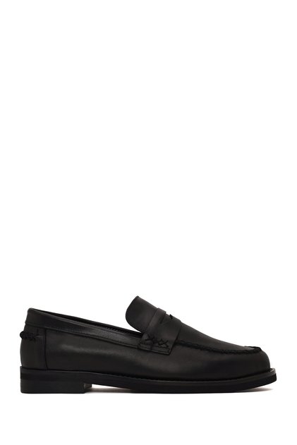 Women's Black Leather Loafer Af190070Dv