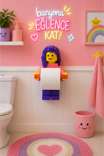 Toilet Paper Holder Lego Girl Model - Large Size -Lego Toilet Paper Holder - Plastic 3D Printing