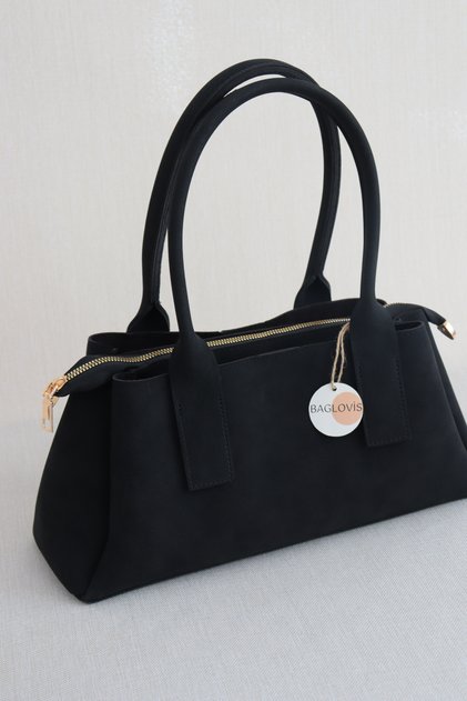 Black Suede Women's Shoulder and Arm Bag EN32 BOY16