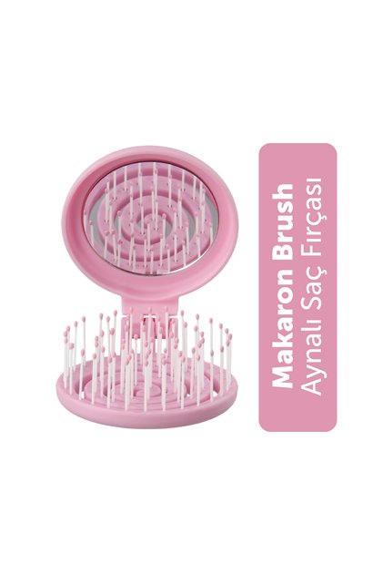 Beauty Makaron Hair Brush - 3D Flexible, Mirrored, Bag Size - Compact Detangler