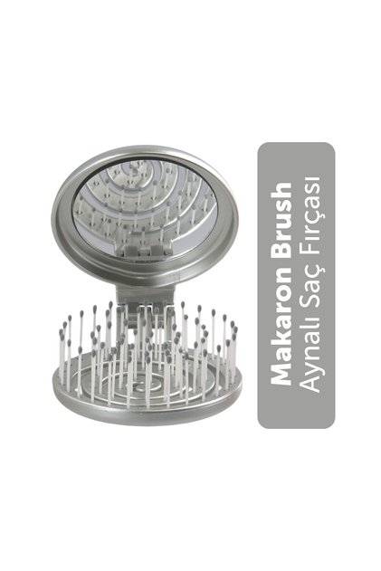 Beauty Makaron Metallic Hair Brush - 3D Flexible, Mirrored, Purse Size - Compact Detangler